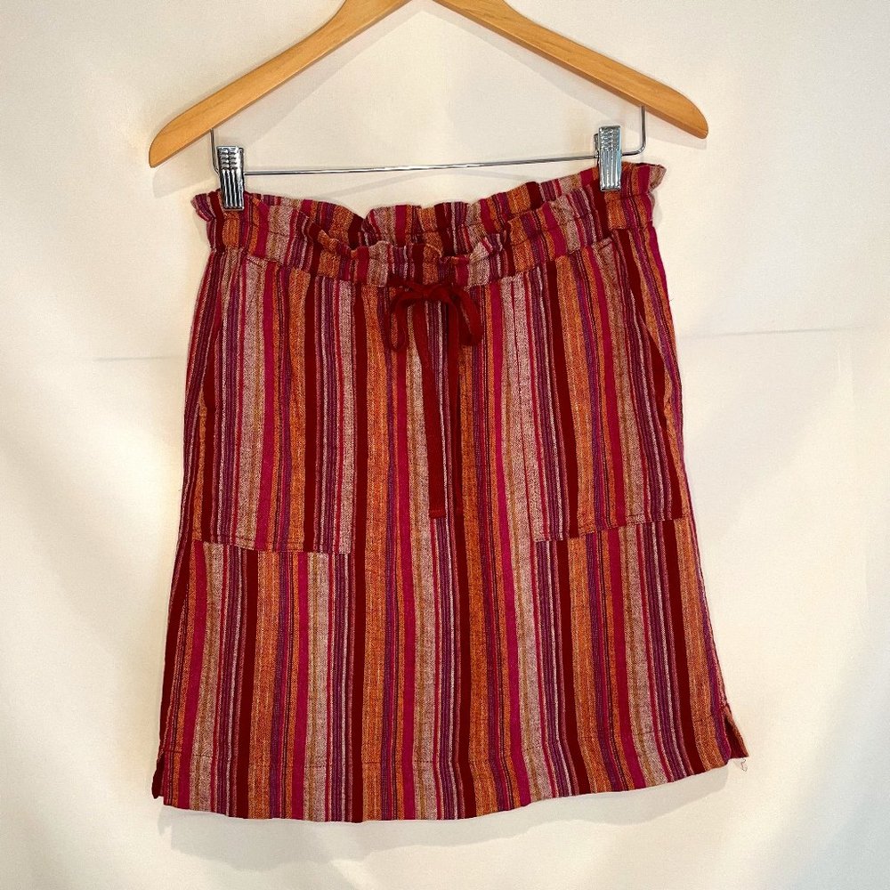 Nordstrom Caslon Patch Pocket Linen Blend Skirt Yolanda Stripe XS